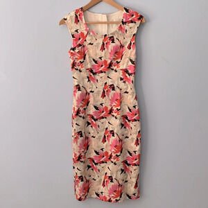 L.k. Bennett London size 2 floral fitted work wear professional dress pink black